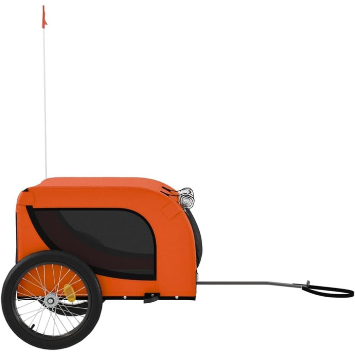 Фарм-причіп для собак Tidyard - 45 кг, з відбивачами та прапором, Oxford-тканина та метал (Помаранчевий/Чорний)