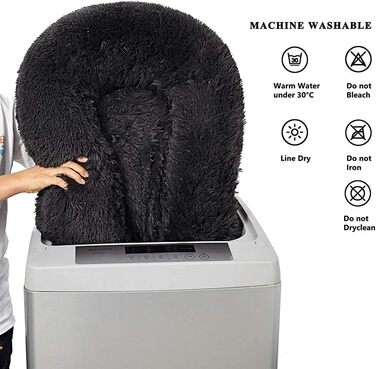 Лежанка для собак великих та середніх порід, чорна, 80 см, знімний чохол, неслизький низ