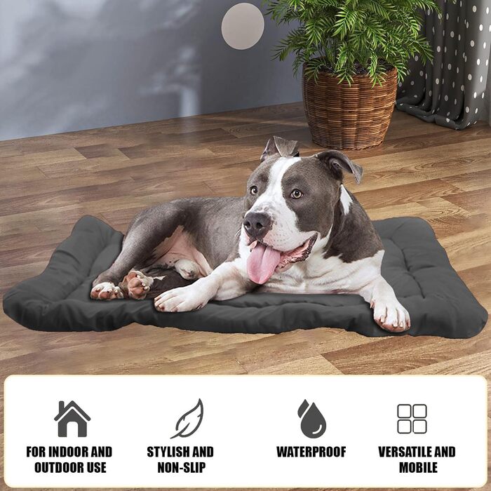 Портативне ліжко для собак Norhogo: водонепроникна килимок-матрац 90x60 см сірого кольору. Ідеально для подорожей, авто, будинку та на вулицю.