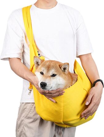 Транспортна сумка для собак - переноска для маленьких собак, безпечна, з можливістю носіння на руці, перекидна, для маленьких тварин, з регульованим ремінцем, жовта