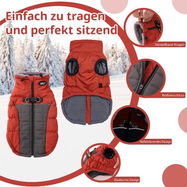 Тепла зимова жилетка для собак Savlot з D-кільцем (3XL, червона)