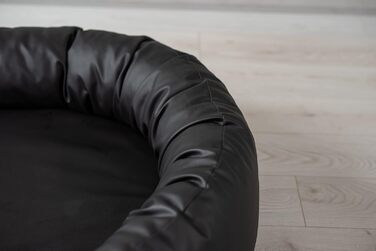 Ортопедичне ліжко для собак Nancy Premium, великий розмір, чорний колір. Зручне, з еко-шкіри, антиковзаюче, зносостійке, для собак середніх та великих порід.