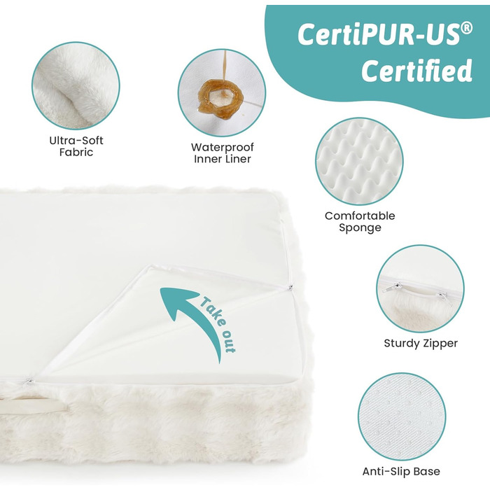 Ортопедичне ліжко для собак XL з штучного хутра, U-подібне, великі породи, водонепроникний чохол, антиковзаюче, м'яке, тепле, для прання