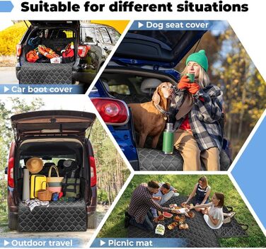 Захист для багажника автомобіля KYG: стеганий килимок для собак з захистом бокових панелей та краю, вологостійкий, стійкий до подряпин, універсальний, чорний, 185x105 см