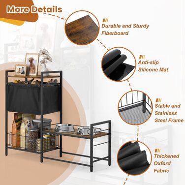 Підвищений миска для собак Bikoney з місцем для зберігання – годівниця та поїлка з кошиком для іграшок, шафка-годонавча для маленьких, середніх та великих собак, органайзер для аксесуарів для тварин