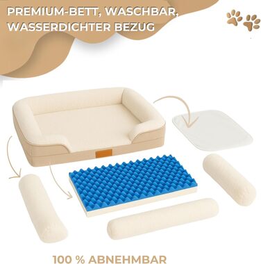 Ортопедичний лежак для собак, розмір S – теплий зимовий лежак з Memory Foam, знімний та пральний чохол, водонепроникний, зручний диванчик для маленьких собак