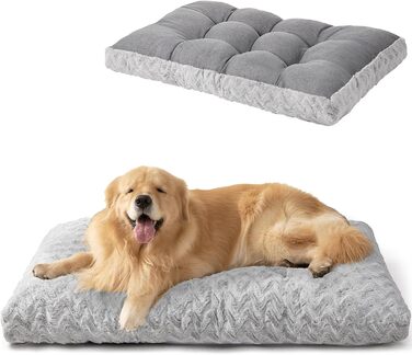 Килимок для собак великих порід, 104x68 см, XL, з штучним хутром та льоном, сірий, 104 x 68 x 10 см