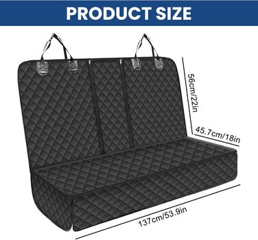 Водовідштовхуючий чохол на заднє сидіння для собак: захист сидіння авто, чохол для тварин, стійкий до ковзання та подряпин (135 x 120 см)