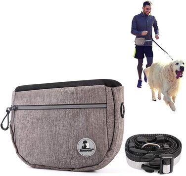 Сумка для ласощів для собак, з інтегрованим мисником, для зручного перенесення іграшок та ласощів, поясна сумка для дресирування, 4 способи носіння (сіра)