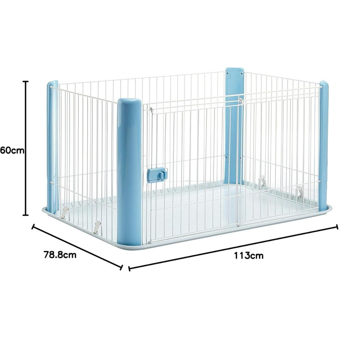 Забіг для цуценят Iris Ohyama з замкненою дверцятами, H60 см, блакитний, для собак та котів, для використання в приміщенні та на вулиці, середній, з відкритим верхом