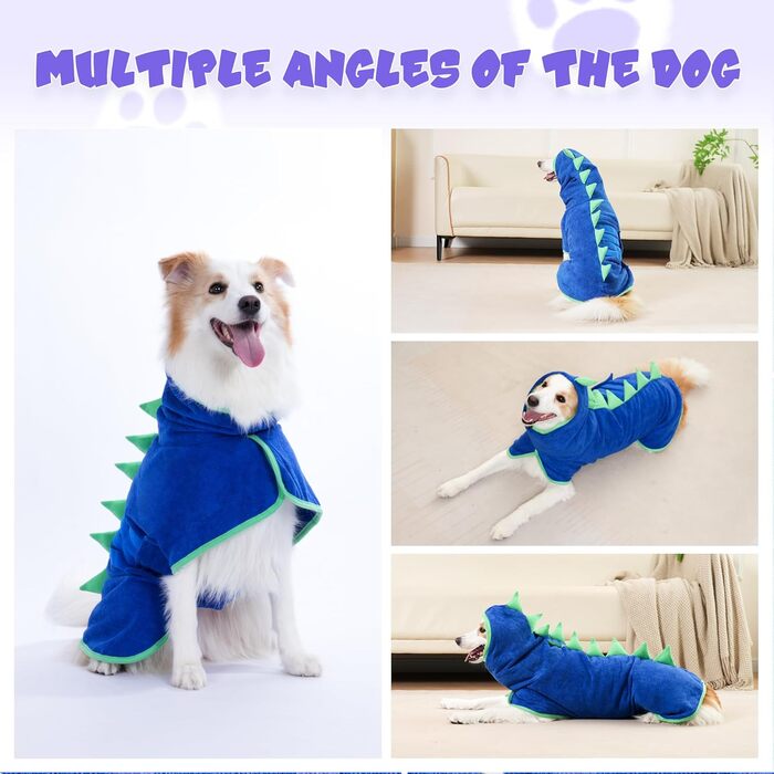 Рушник для собак з мікрофібри, швидковисихаючий, регульований, надпоглинутий, для середніх та великих собак, легко одягається (Сіро-зелений, XXL)