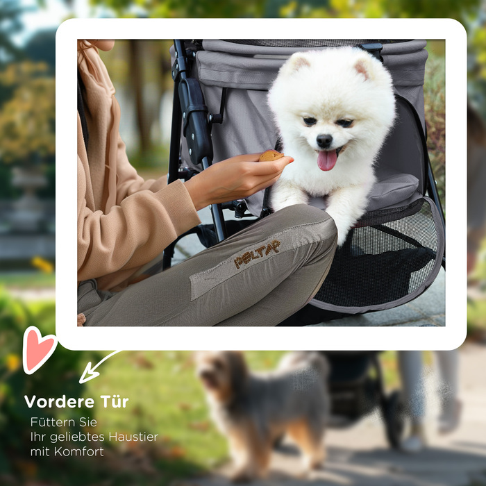 Коляска для собак PawHut Dog Buggy Folding Function Коляска для маленьких собак і кішок Oxford Grey 67x45x96 см, складна та легка
