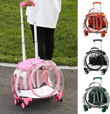Тролей для домашніх тварин Juebueix з вентиляційними отворами, переноска для котів та собак, роликова переноска, прозоре вікно, візок для маленьких собак та котів, тихі колеса, телескопічна ручка, візерунок 'Sunset Chevron' (Західний горизонт)