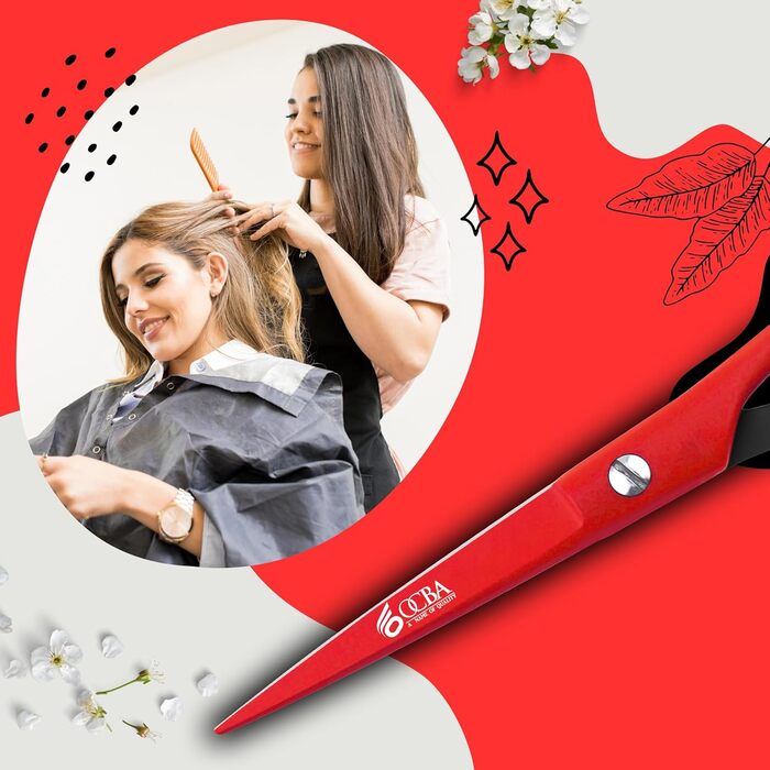 Професійні ножиці для волосся OCBA 6 дюймів - ножиці для перукарів та салонів, для чоловіків та жінок (червоно-чорні)