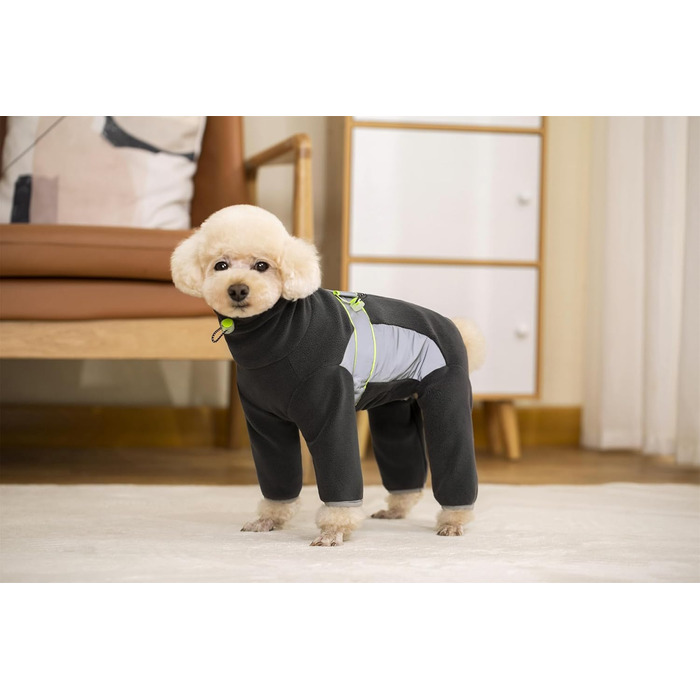Флісовий теплий зимовий костюм для собак BT Bär з кільцем D, світловідбиваючими елементами та блискавкою (S, Темний сірий)