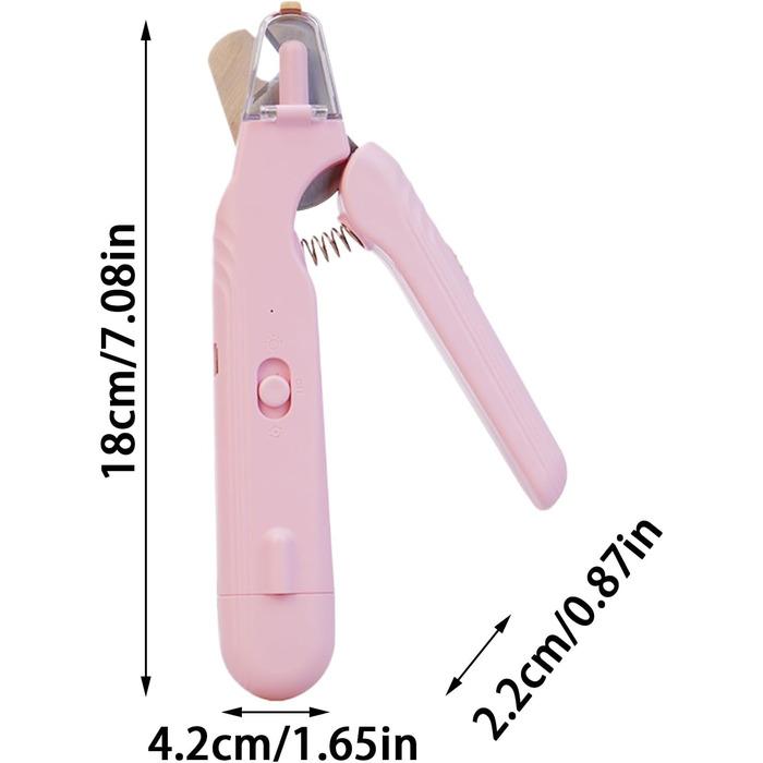 Триммер для нігтів собак з LED-підсвічуванням та акумулятором. Підходить для собак, цуценят. Рожевий колір.