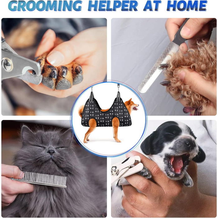 Гамак для собак ATESON для догляду за кігтями, набір для грумінгу: гамак, накидка, пилка для кігтів, гребінець