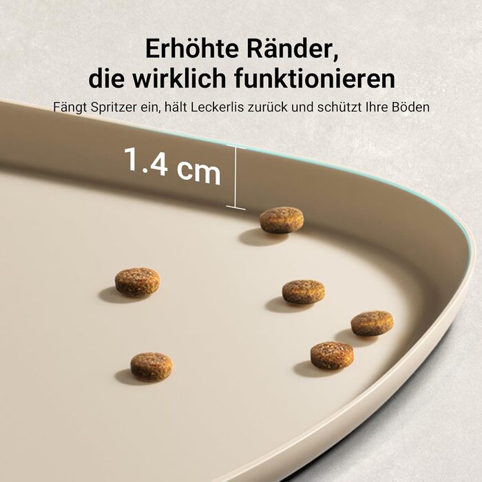 Підкладка під миску для котів DownyPaws, силіконова, 62 x 43 см, бежева. Захист від розливу води та корму, легко миється, BPA-free