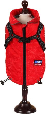 Тепла жилетка для собак, червона, розмір XXL (55 см), непромокаєма, вітронепроникна, з світловідбиваючими смугами, для малих та середніх собак