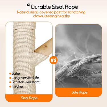 Кігтеточка BingoPaw Modern для котів: дерев'яна кігтеточка 111 см з 2 кошиками з лози, сизалевим стовпом, платформою та плюшевим м'ячиком. Велика кігтеточка-вежа для кількох котів.