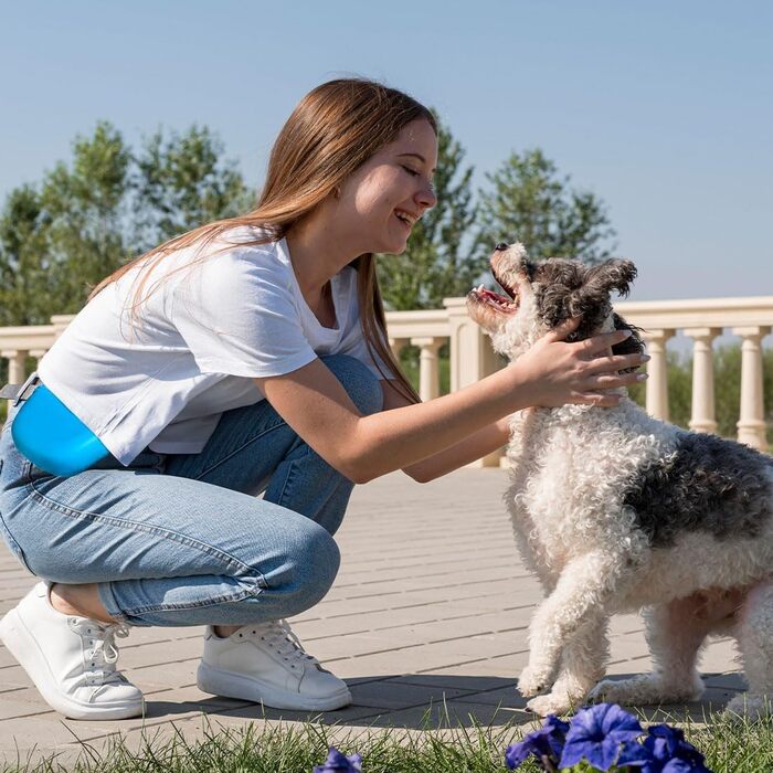 Силіконові мішечки для корму для собак, з магнітною застібкою, для прогулянок та тренувань на вулиці (1 шт., чорний та небесно-блакитний)
