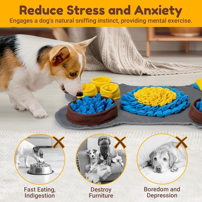 Schnüffelmatte для собак Barpor 38x58 см: інтелектуальна іграшка, килимок-шлепак для тварин, інтерактивна іграшка для собак, неслизька, міцна та придатна для прання