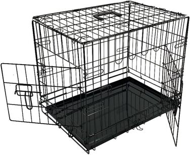 Складаний металевий вольєр-клітка для собак Bunny Business XL, 107x69x76 см, з 2 дверима, міцна конструкція, пластикова підлога
