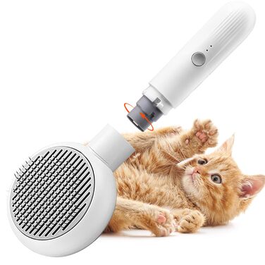 Електрична щітка для собак та котів 2-в-1 з точилкою для кігтів, сіра. Видаляє 90% відмерлої та розпушеної шерсті, підходить для середніх та довгошерстих тварин