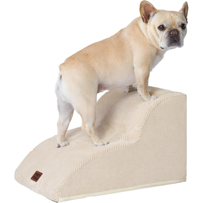 Сходинки для собак EHEYCIGA - 50 см, для маленьких собак, на диван/ліжко, з високощільним губчатим матеріалом, знімний та миючий чохол, антиковзаюча поверхня, 4 сходинки, сірий (40 x 50 x 30 см)