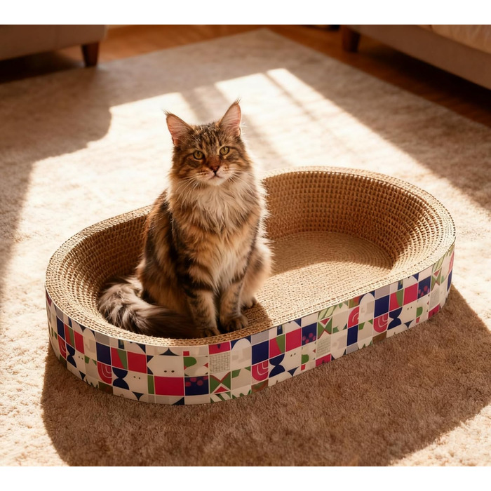 Кігтеточки для котів 2 шт. - овальні, 61 см, з лежаком, з картону, XXL (60x40x9 см)