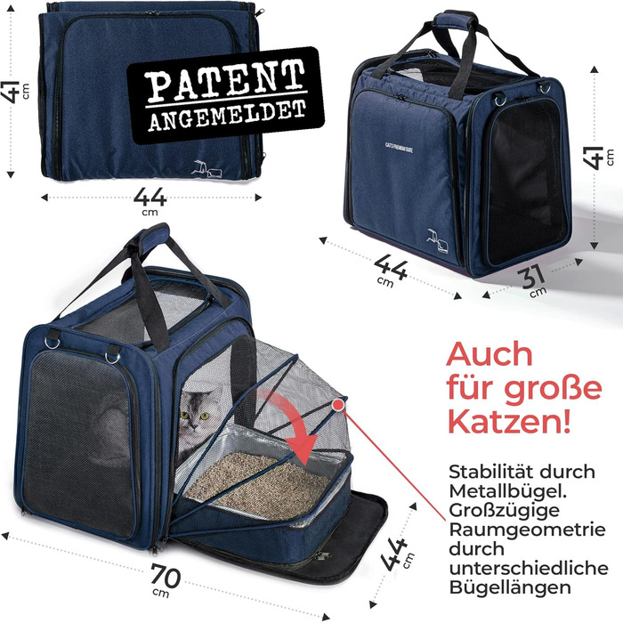 Транспортна переноска для котів You Decide Munich Cat Suite LX Marine з туалетом, складна, для великих котів