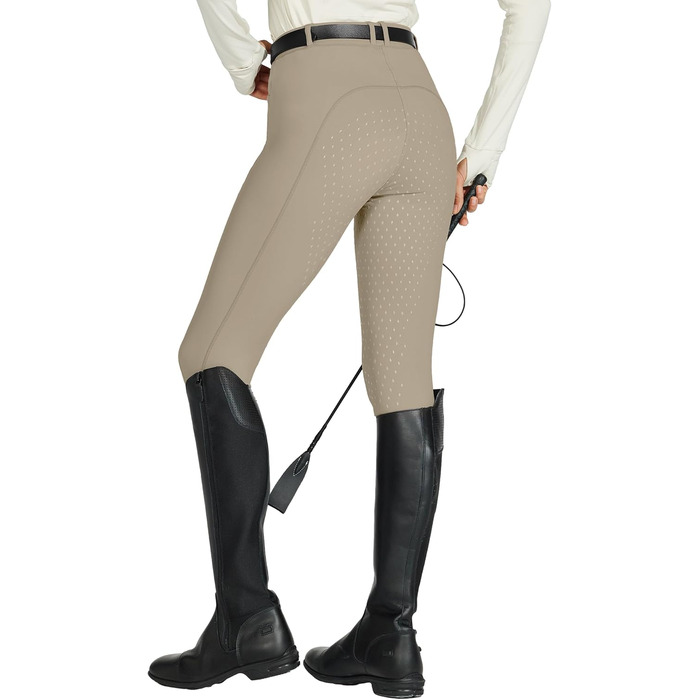 Жіночі рейтлеггінси WILLIT з силіконовим повноцінним покриттям, висока талія, кишені на блискавці, петлі для ременя, еластичні штани для верхової їзди, колір хакі
