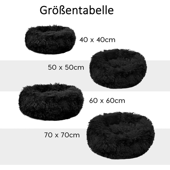 Кругле лежанка для собак середнього розміру Donut Fluffy 70см - м'яке, зручне ліжко для собак та котів, чорний кошик