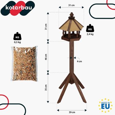Годівниця для птахів KOTARBAU® з підставкою 310 x 1120 мм + корм 0,5 кг. Годівниця для птахів, вологостійка, для балкона, годівниця-парасолька