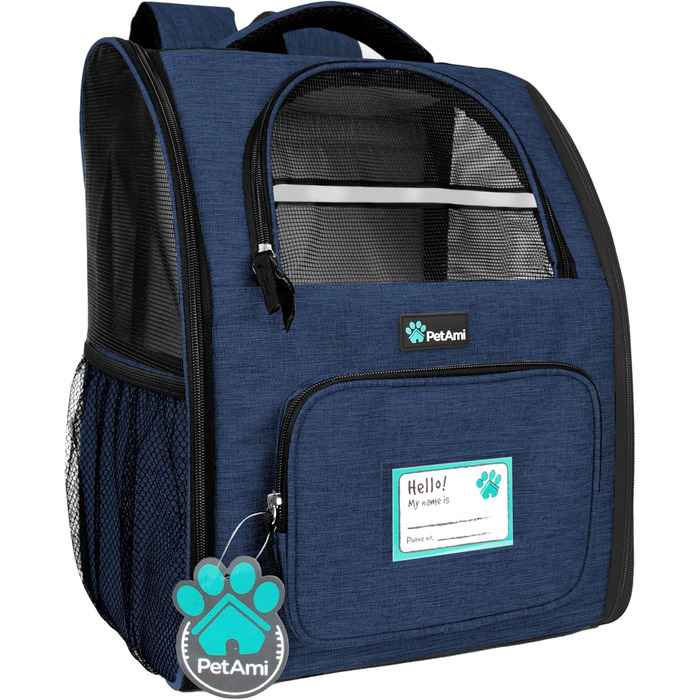 PetAmi Рюкзак для кота/собаки, рюкзак-переноска для тварин, для подорожей, кемпінгу, Marineblau (Heather Navy)