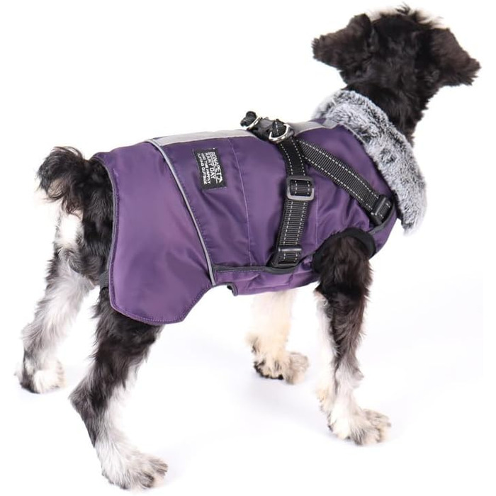 Зимові куртки для собак, жилети для собак з шлейкою, тепла куртка для собак, зимові куртки для собак для маленьких, середніх та великих собак (фіолетовий, S)