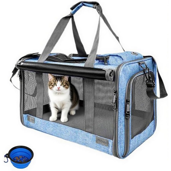 Транспортна переноска для собак та котів SHJOEE, складана, синього кольору, 46 x 46 x 30 см