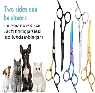 Професійний набір ножиць для собак 6 в 1: 6,6' - ідеально для грумінгу собак, котів та інших тварин. В комплекті: прямі, зубчасті та вигнуті ножиці (чорний + жовтий)