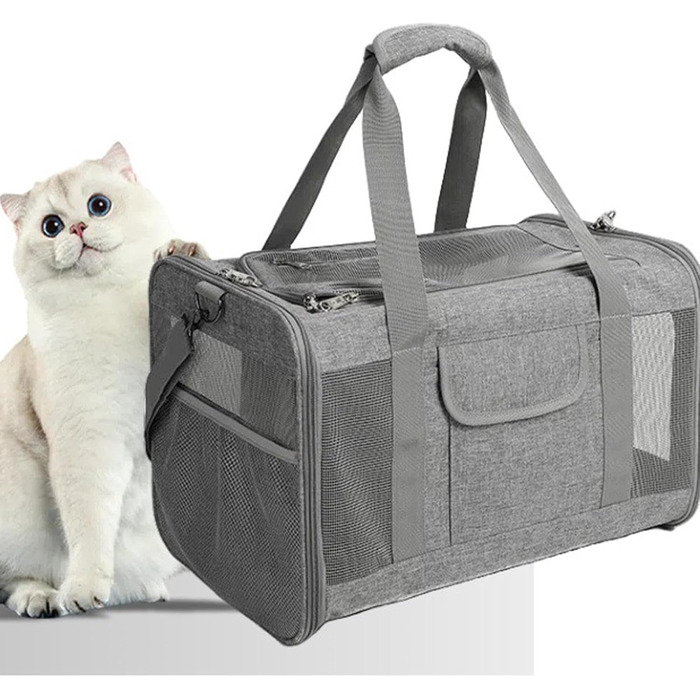 Транспортна сумка для собак Haustier – зручна та складна сумка-переноска для собак, Oxford-тканина (рожева/сіра)