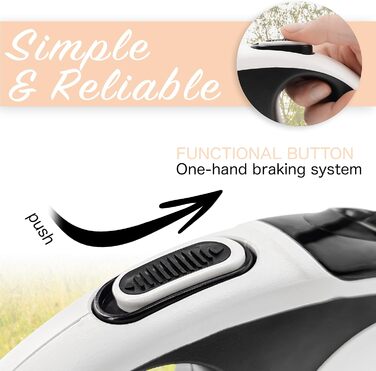 Рулетка для собак до 20 кг Bluzelle з відбиваючими смугами, металевим карабіном, надійним гальмом та зручною ручкою, розмір S