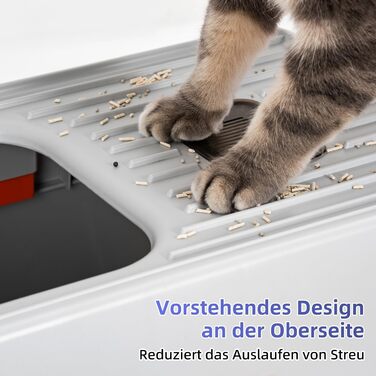 Лоток для котів з нержавіючої сталі KMNSUN XXL з кришкою, дезодоруючий, 61×41×40 см, з совком і педалями, легке очищення