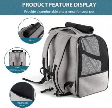 Рюкзак для собак та котів PETCUTE: зручний та дихаючий, сірий колір