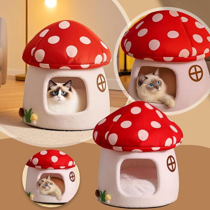 Кігтечка-ліжко для котів Pilz, знімний подушкою, м'яке та тепле, 50x47 см (Червоний, L)