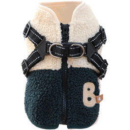 Зимовий теплий одяг для собак | Куртка з флісовою підкладкою для тварин з отвором для шлейки | Для маленьких та середніх собак, підходить для прогулянок, спорту та походів, рожево-білий (зелено-білий)