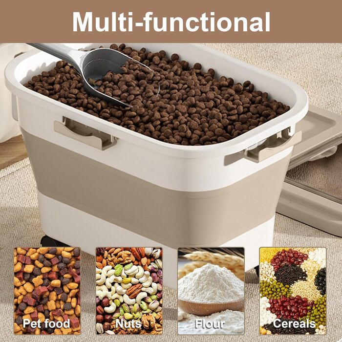 Контейнер для корму для собак та котів, 10 кг, повітряний, BPA-Free, з колесами