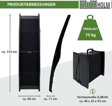 Рампа для собак TRUTZHOLM, складна, до 75 кг, антиковзаюча поверхня, допомога при завантаженні, чорна (трисекційна)