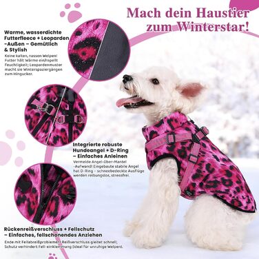 Водонепроникний теплий зимовий одяг для собак - теплий накид для собак, рожевий