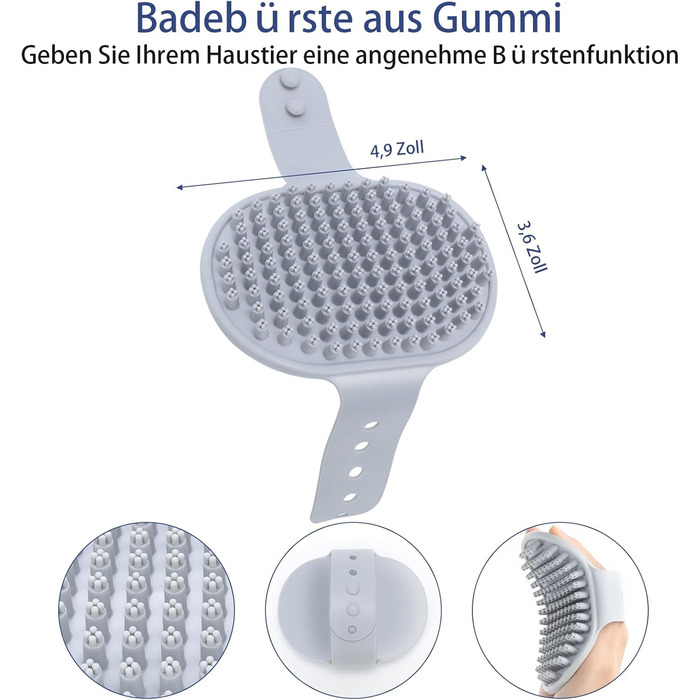 Набір щіток для собак, 5 шт., для догляду за шерстю, самоочищувані, для великих та середніх собак, котів та дрібних тварин, ідеально підходить для довгої та короткої шерсті, зменшує випадання шерсті (сірий)