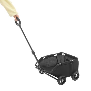 Візок для собак, складаний, міні, чорний. Візок-кішочка для маленьких собак та тварин, для подорожей. Регульована ручка 53-76 см, кут 45°, до 7.5 кг, 86x51x35 см