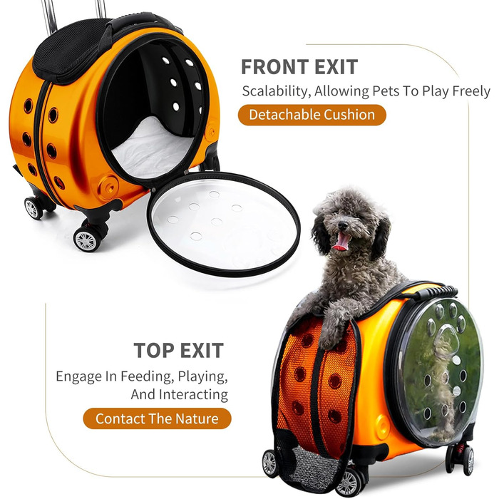 Рюкзак для тварин PETCUTE, розкладний, до 7.5 кг, з підкладкою, гарна вентиляція, для собак та котів, ідеальний для подорожей та прогулянок (Помаранчевий)